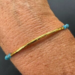 Gorjana Power Gemstone Bracelet in Blue Apatite & Gold Adjustable